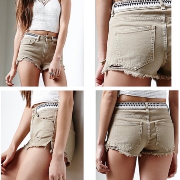 Cutoff Boho Embroidered Distressed Shorts - Picture 2 of 5